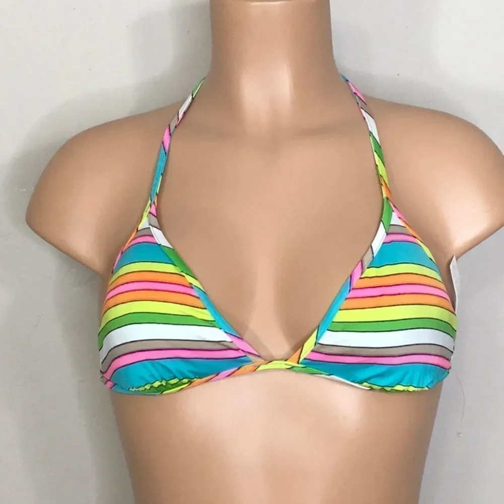Trina Turk multi stripe triangle bikini top. size 6 NWT
